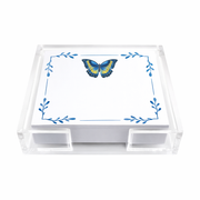 Acrylic Holder & Notepad, Butterfly Blues