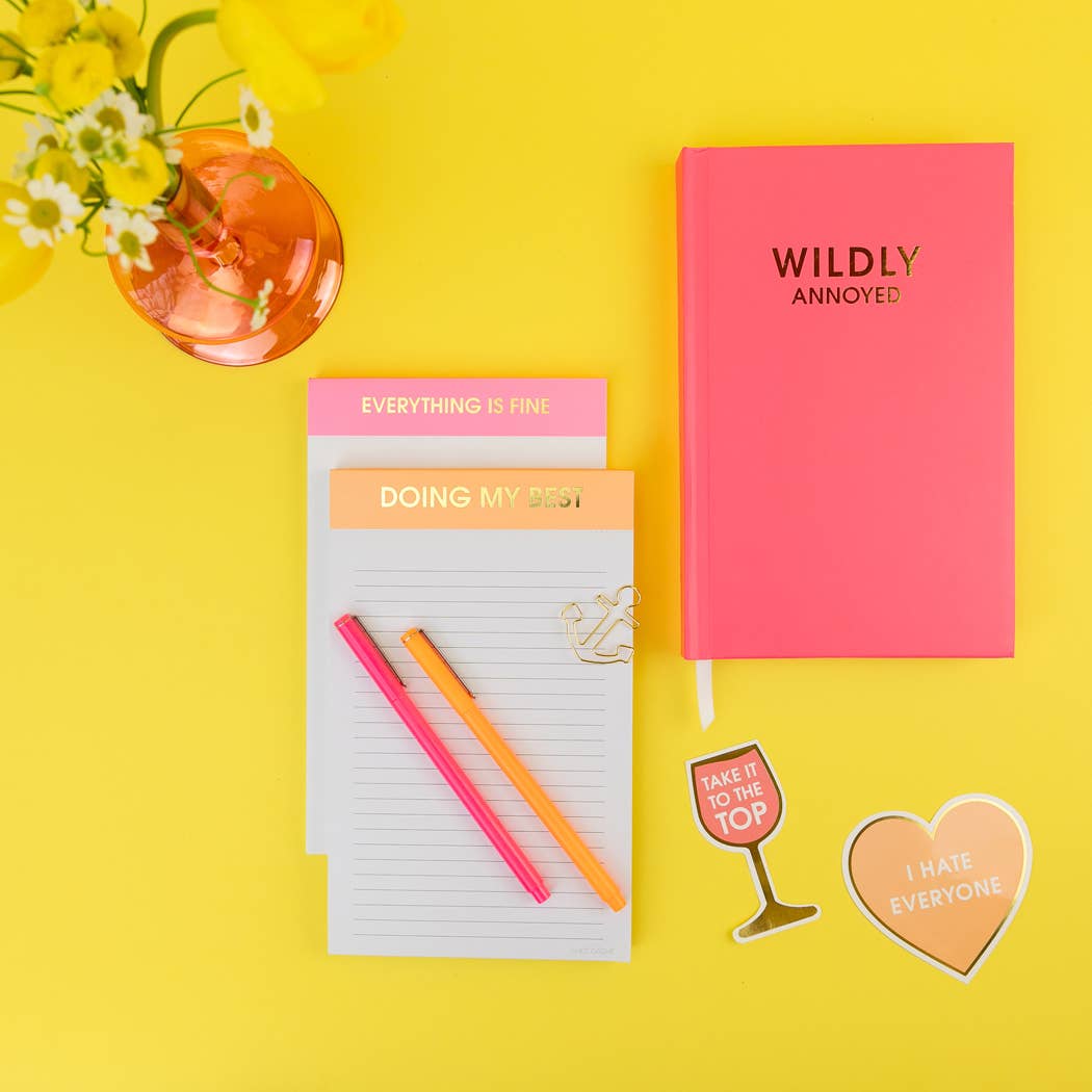 Everything Is Fine - Lined Notepad - Pink - 65 perforated pages - 5x8 Notepads