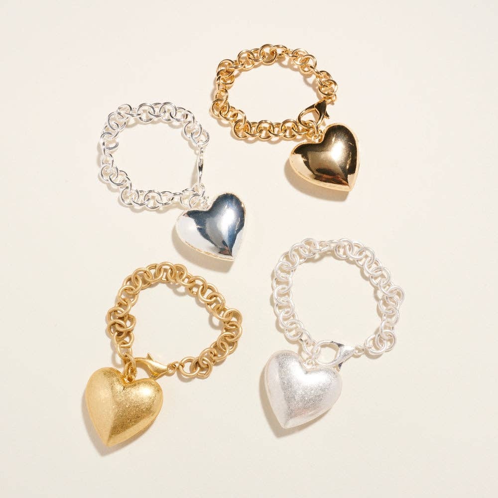 Metal Puffy Heart Keychain Bagcharm