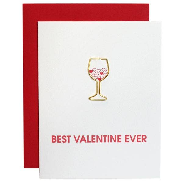 Best Valentine Ever - Love | Frienship - Wine Paperclip Card Greeting Cards