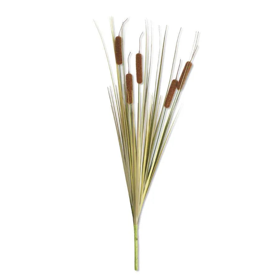 25" Light Brown 5 Head Cattail Stem Decor