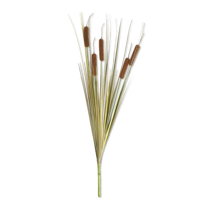 25" Light Brown 5 Head Cattail Stem Decor