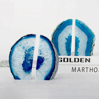 Blue Agate Bookends Set