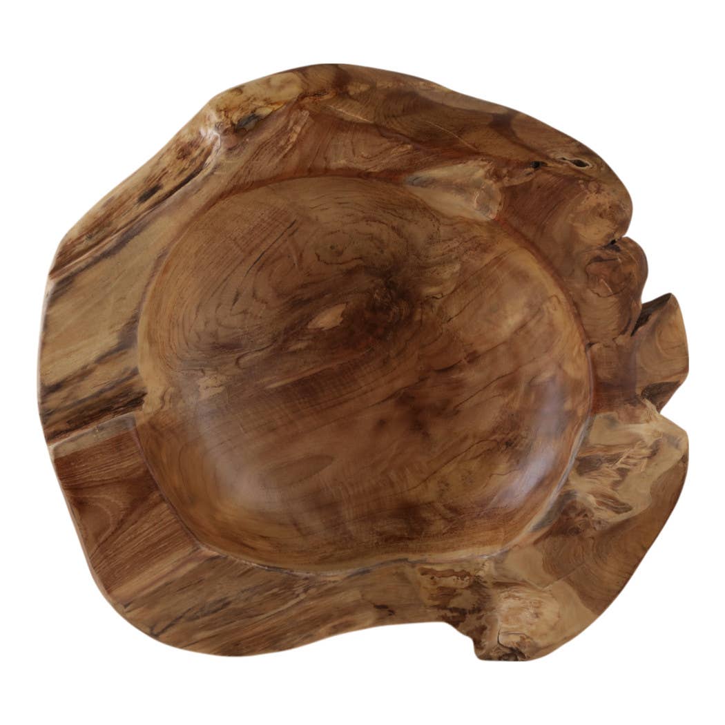 Teak Natural Wood Low Bowl