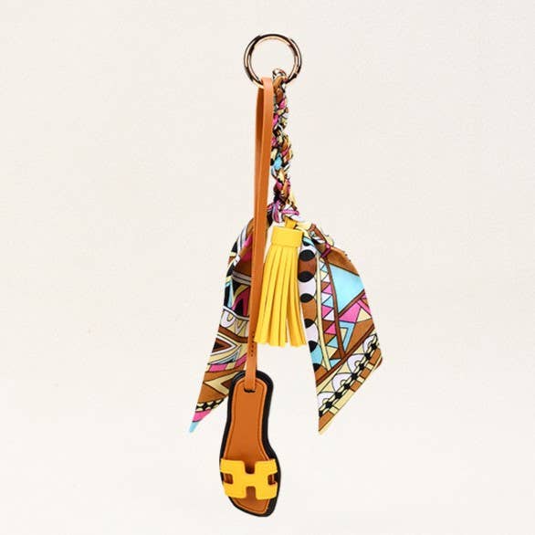 Sandals & Bow Scarf Tassel Bag Charm Keychain