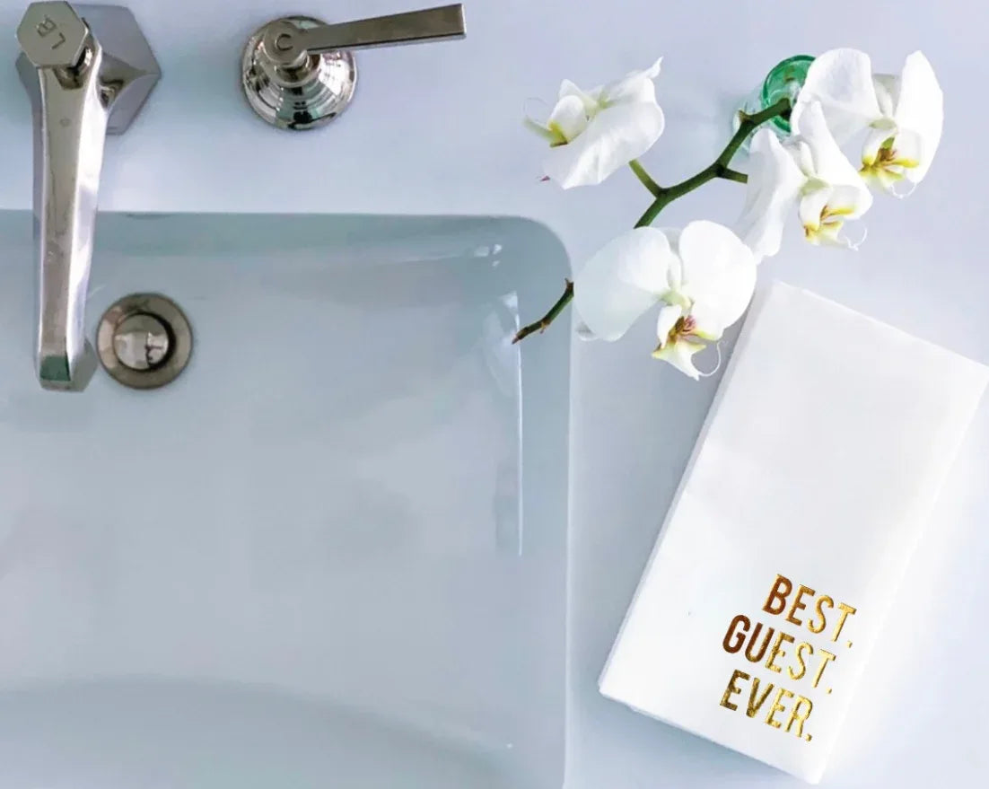 Cloth-Like Disposable Guest Towels: Beach Scene Hand Towels & Holders