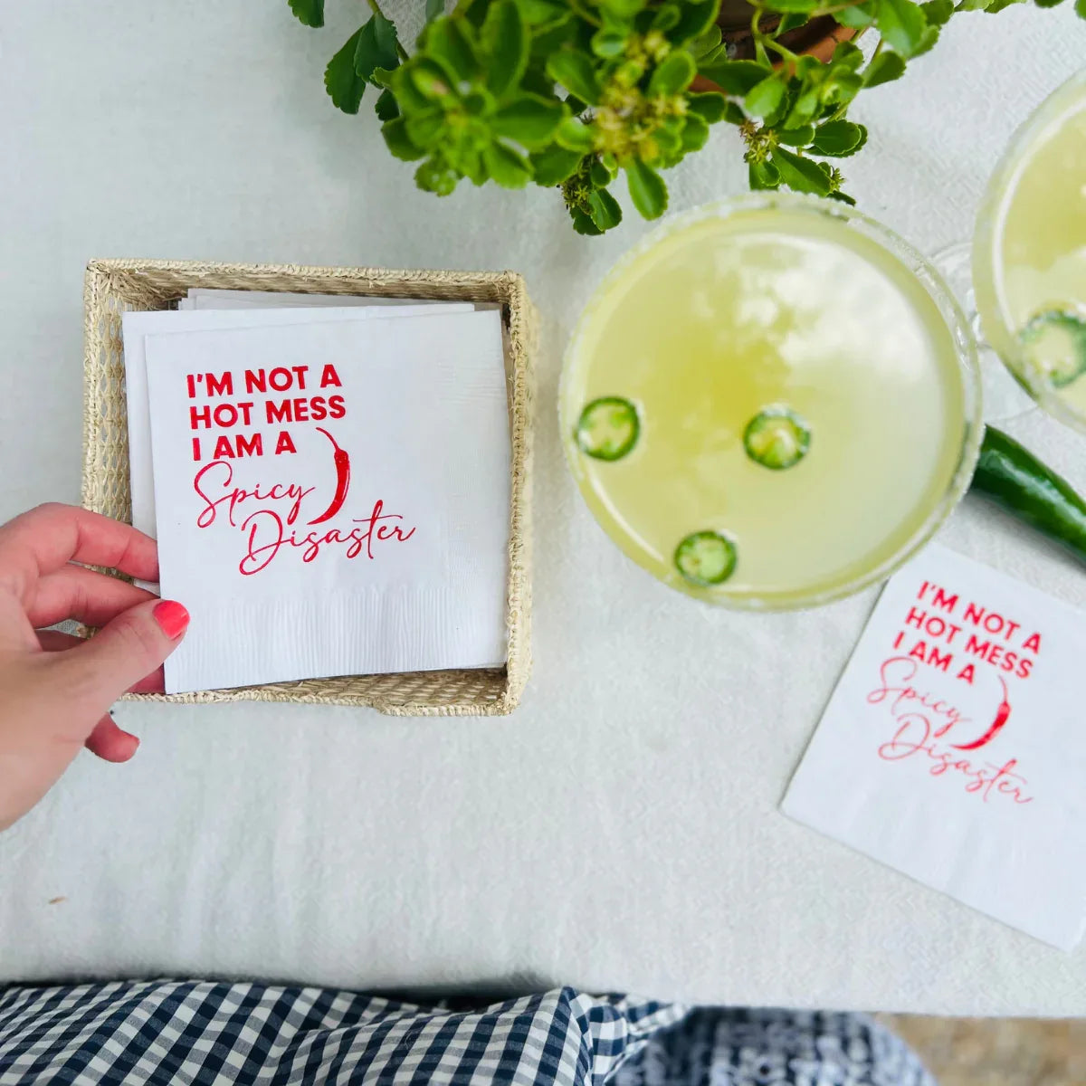 I'm Not A Hot Mess, I Am A Spicy Disaster Cocktail Paper Napkins Cocktail Napkins