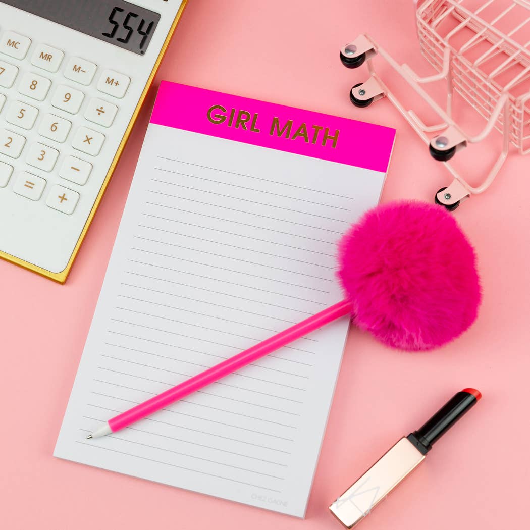Girl Math - Lined Notepad - Bright Pink - 65 perforated pages - 5x8