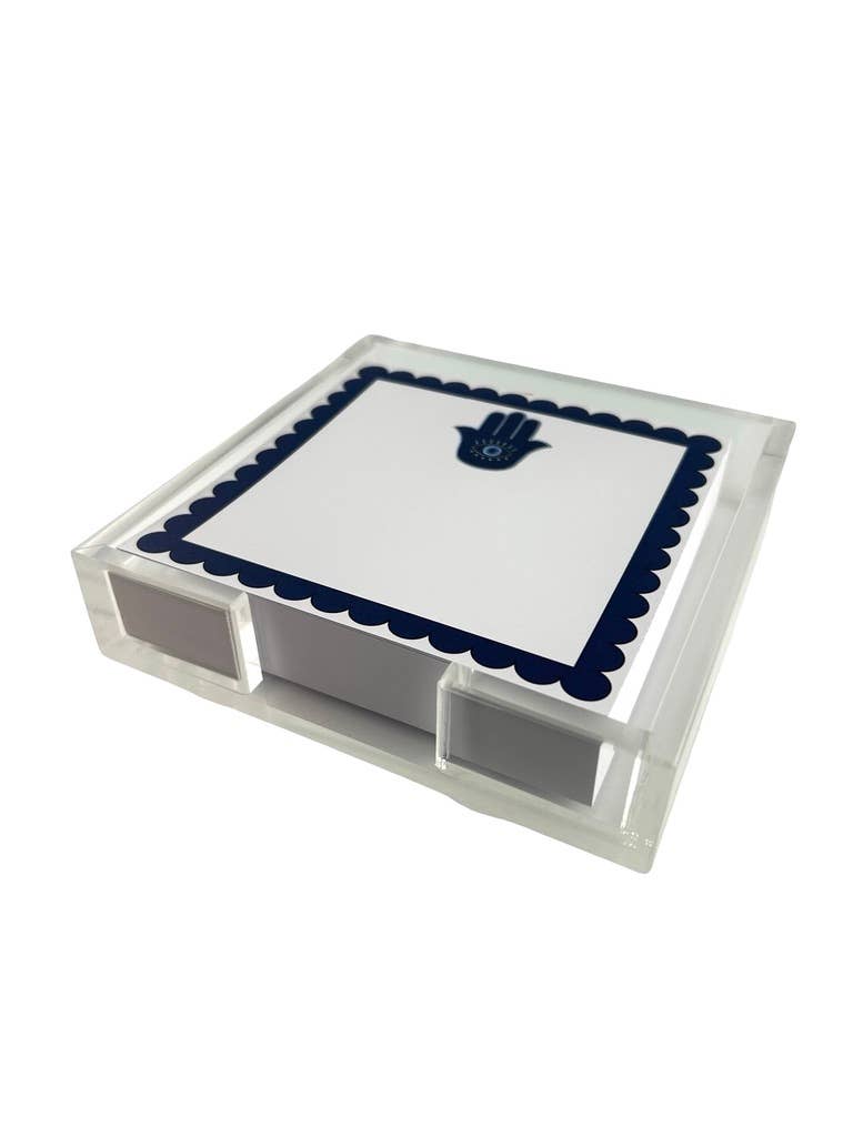 Notepad in Acrylic Holder, Hamsa