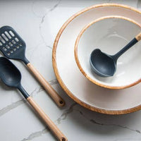 Mango Wood Salad Serving Bowl & Servers