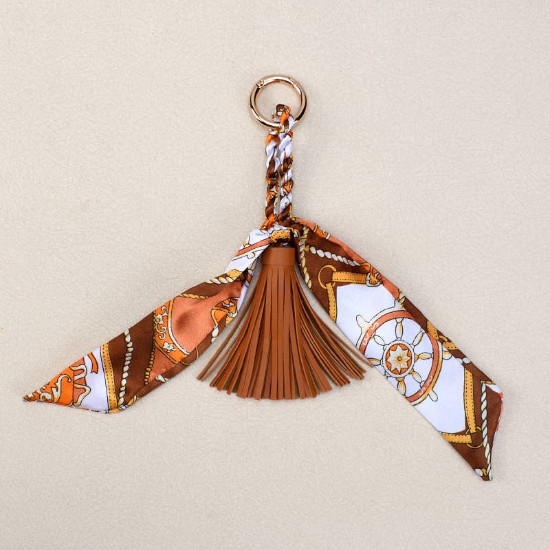Boho Simple Scarf Tassel Bag Charm Keychain