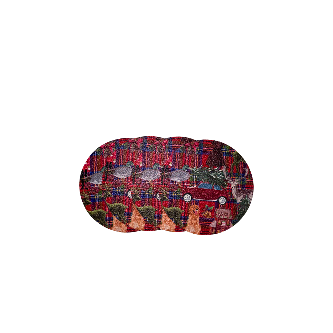 Ultimate Christmas Plaid Pebble Coasters S/4 Home Decor