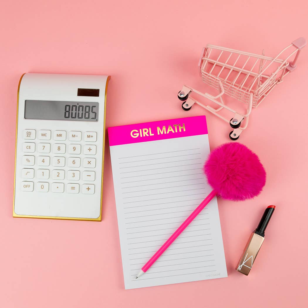 Girl Math - Lined Notepad - Bright Pink - 65 perforated pages - 5x8
