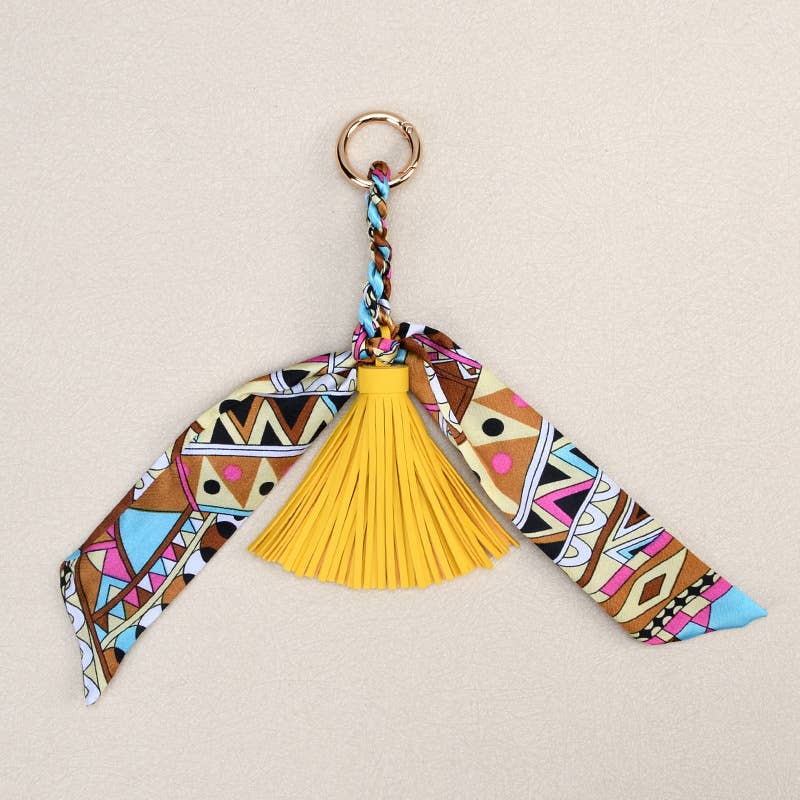 Boho Simple Scarf Tassel Bag Charm Keychain