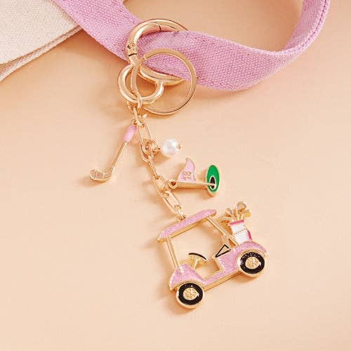 Sports Golf Cart Shaped Bag Charm And Keychain