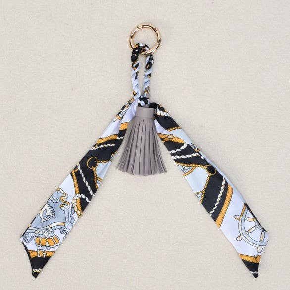 Boho Simple Scarf Tassel Bag Charm Keychain