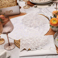 Geometric Matzah Cover White