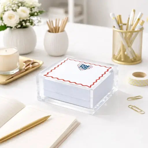 Notepad in Acrylic Holder, Ahava Heart