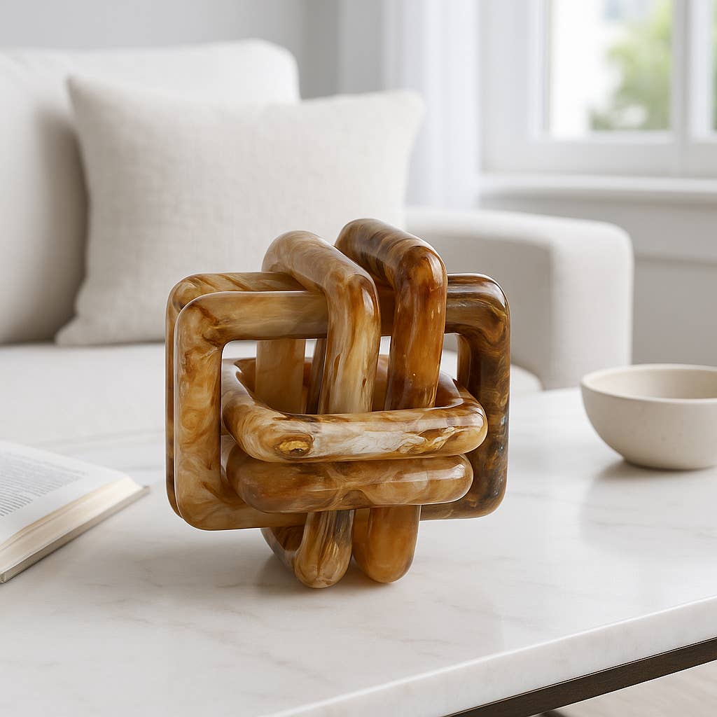Resin Marbled Knot Sculpture