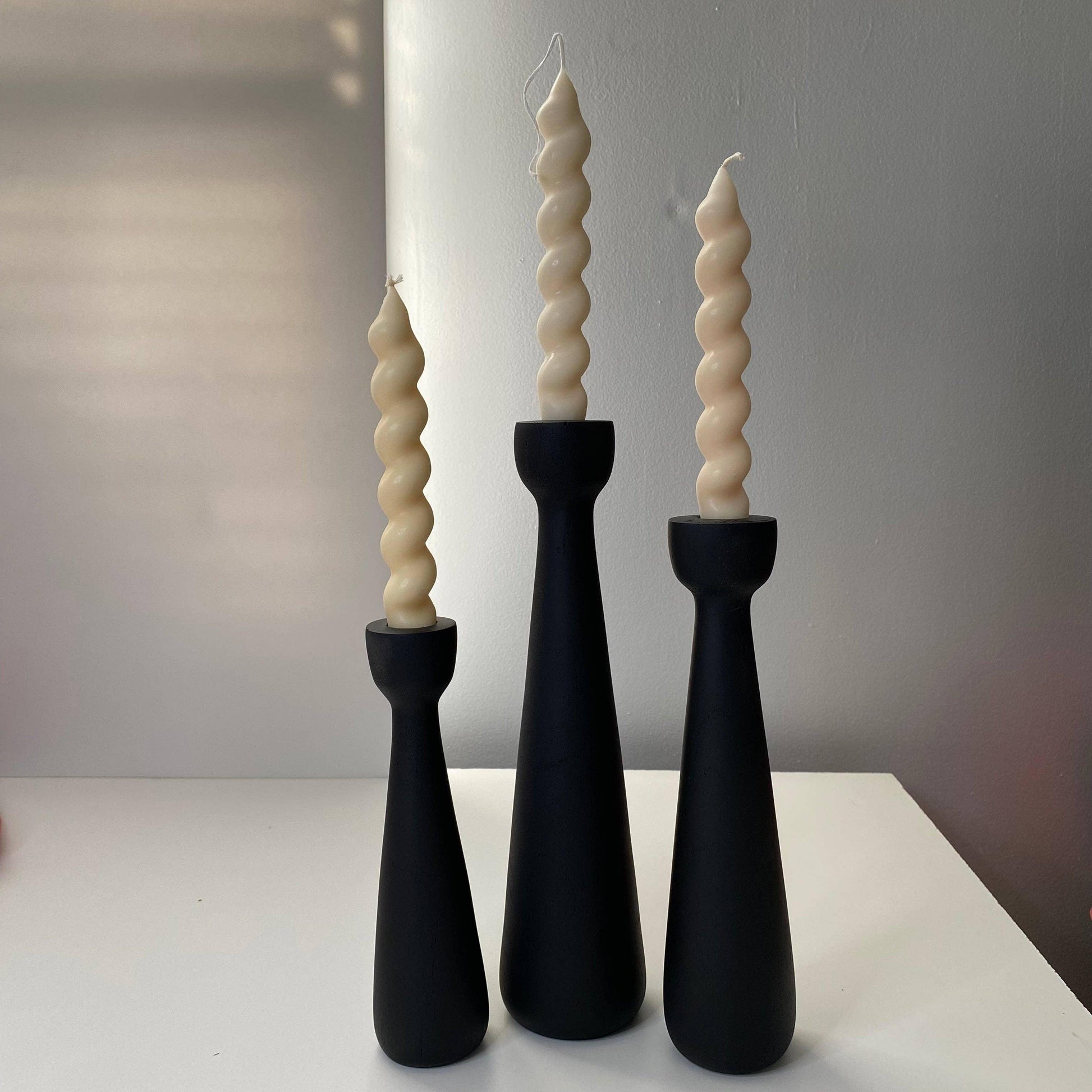 Taper Candle Holder s/3 Matte Black (Painted) Votives, Hurricanes & Candleholders