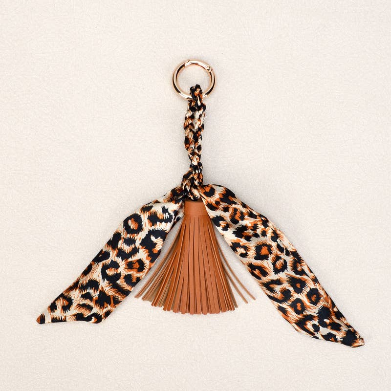 Boho Simple Scarf Tassel Bag Charm Keychain