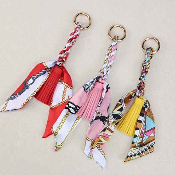 Boho Simple Scarf Tassel Bag Charm Keychain