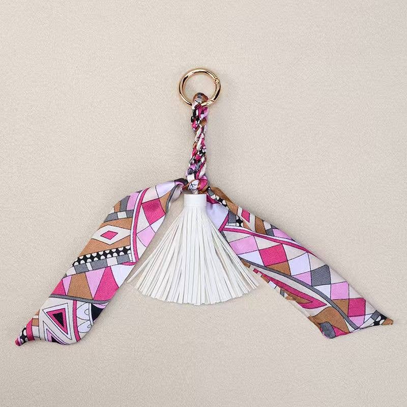Boho Simple Scarf Tassel Bag Charm Keychain