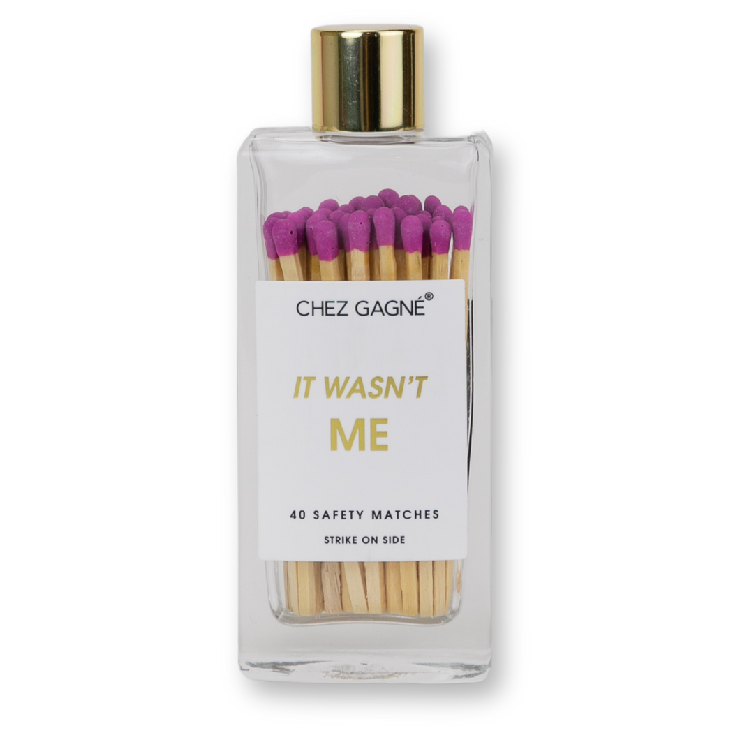 It Wasn't Me - Glass Bottle Safety Matches - Bright Purple