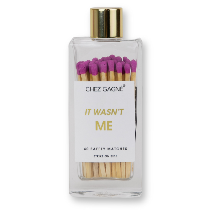 It Wasn't Me - Glass Bottle Safety Matches - Bright Purple