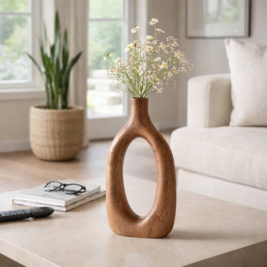 Tall Brown Wood Oval Open Cut-Out
