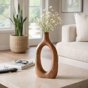 Tall Brown Wood Oval Open Cut-Out