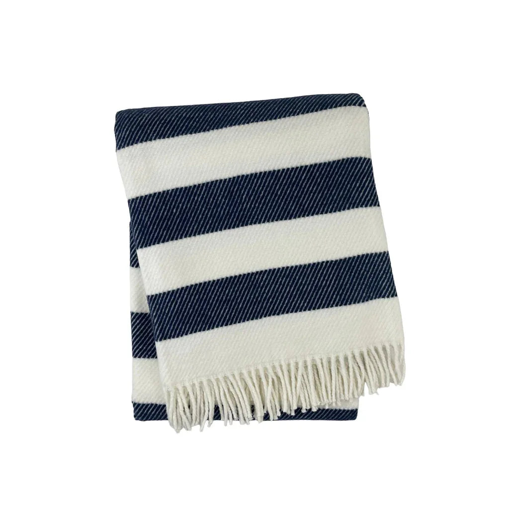 Monogrammed Seabrook Throw Cream Navy Throws