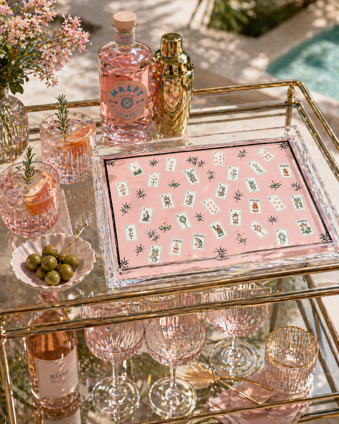 Acrylic Vanity Tray/Mahjong Pink Lotus