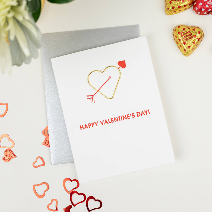 Happy Valentine's Day - Love - Heart Paperclip Card Greeting Cards