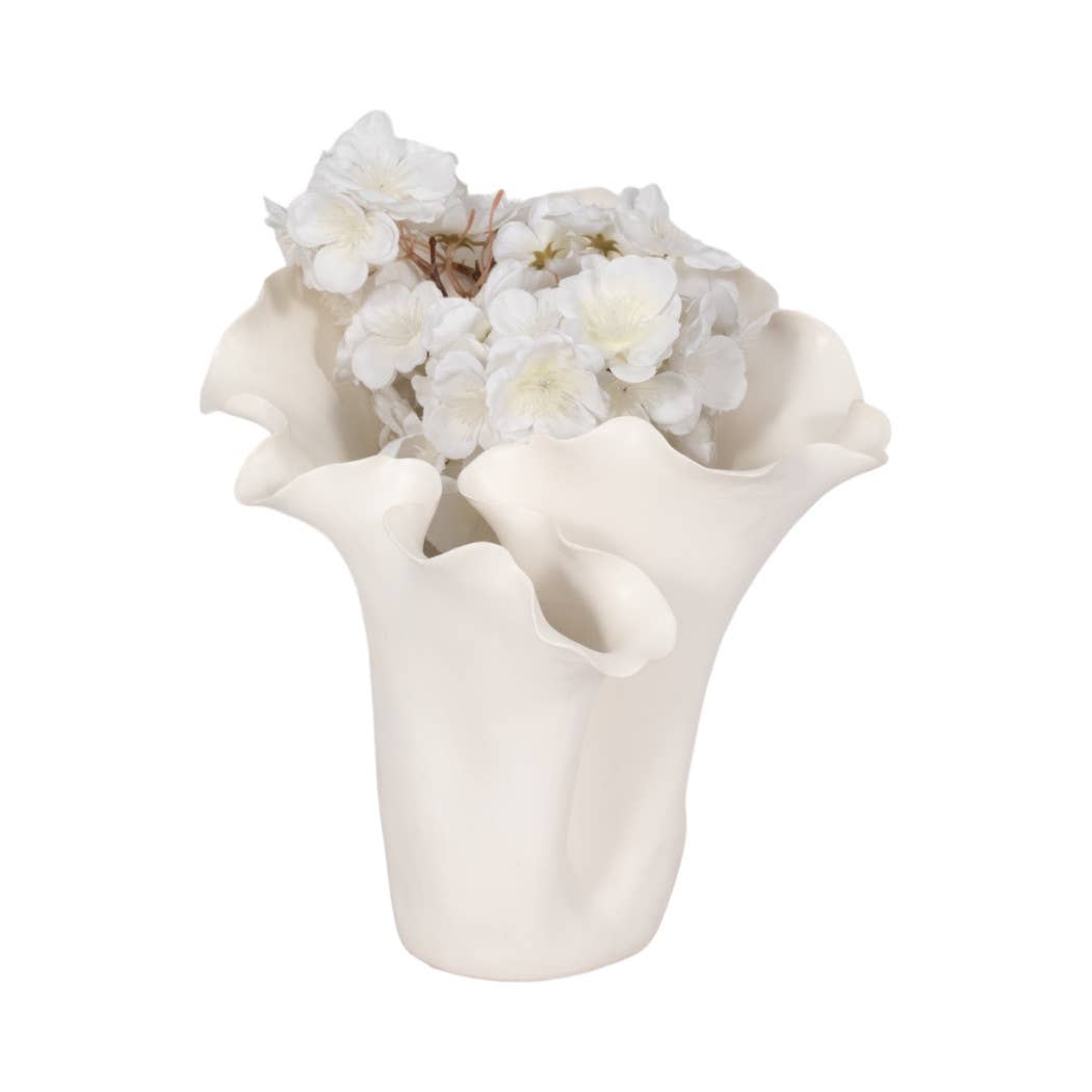 Ruffled Edge Ceramic Vase