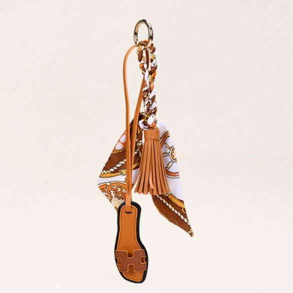 Sandals & Bow Scarf Tassel Bag Charm Keychain