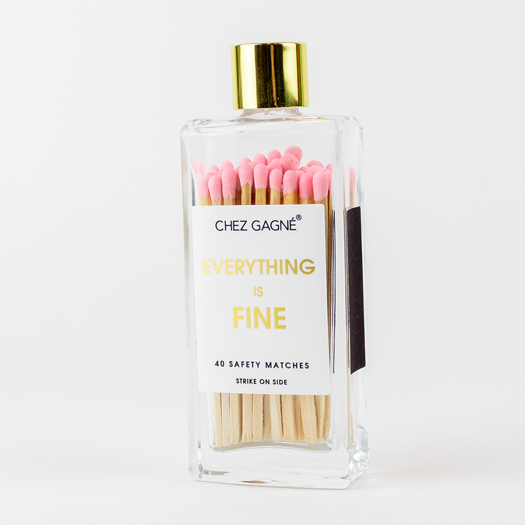 Everything is Fine - Glass Bottle Safety Matches - Pink Matchboxes & Lighters