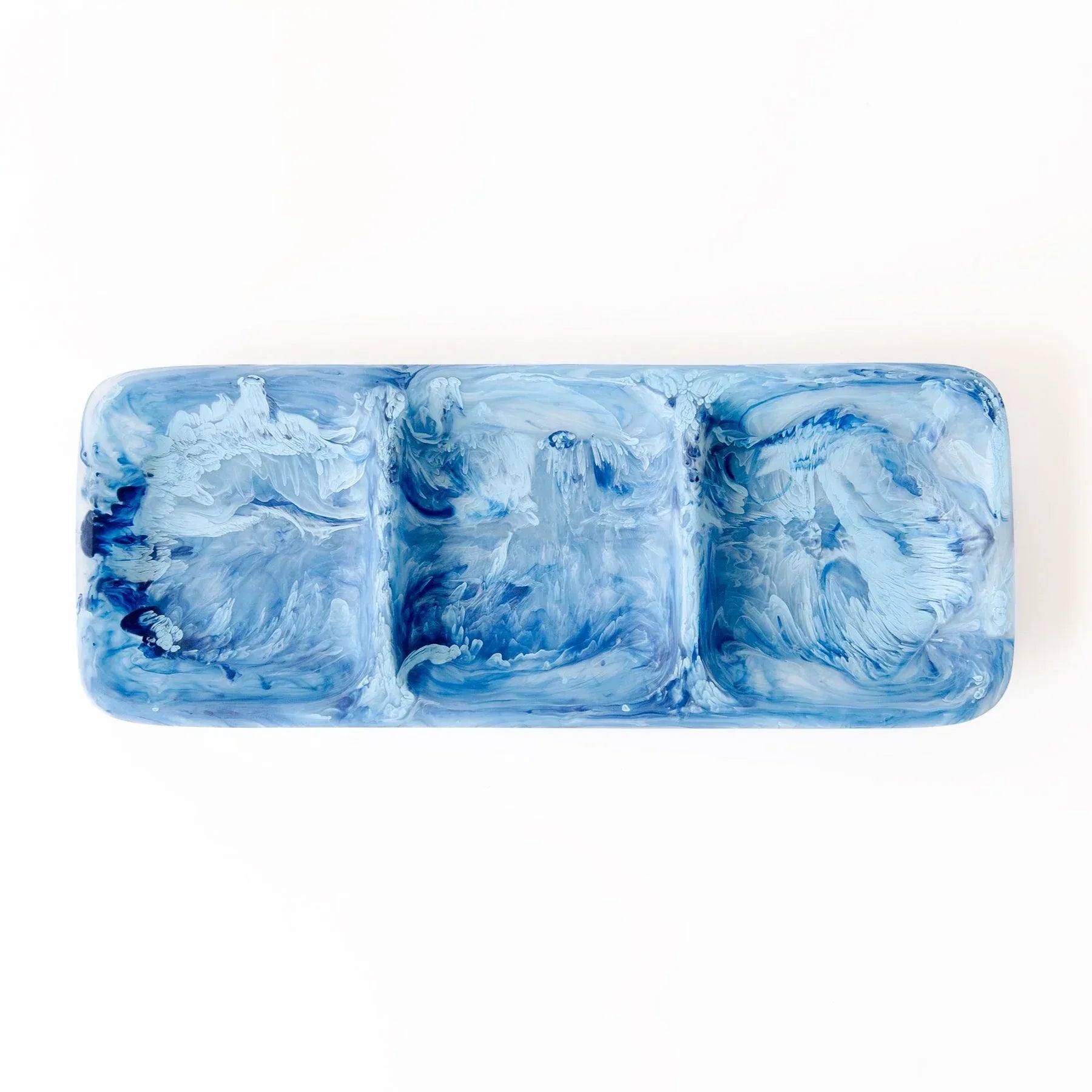 Everyday 3 Part Tray Medium Denim Swirl Serving Tray