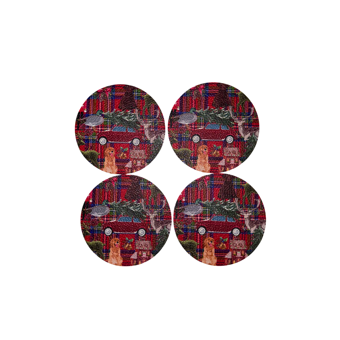 Ultimate Christmas Plaid Pebble Coasters S/4 Home Decor