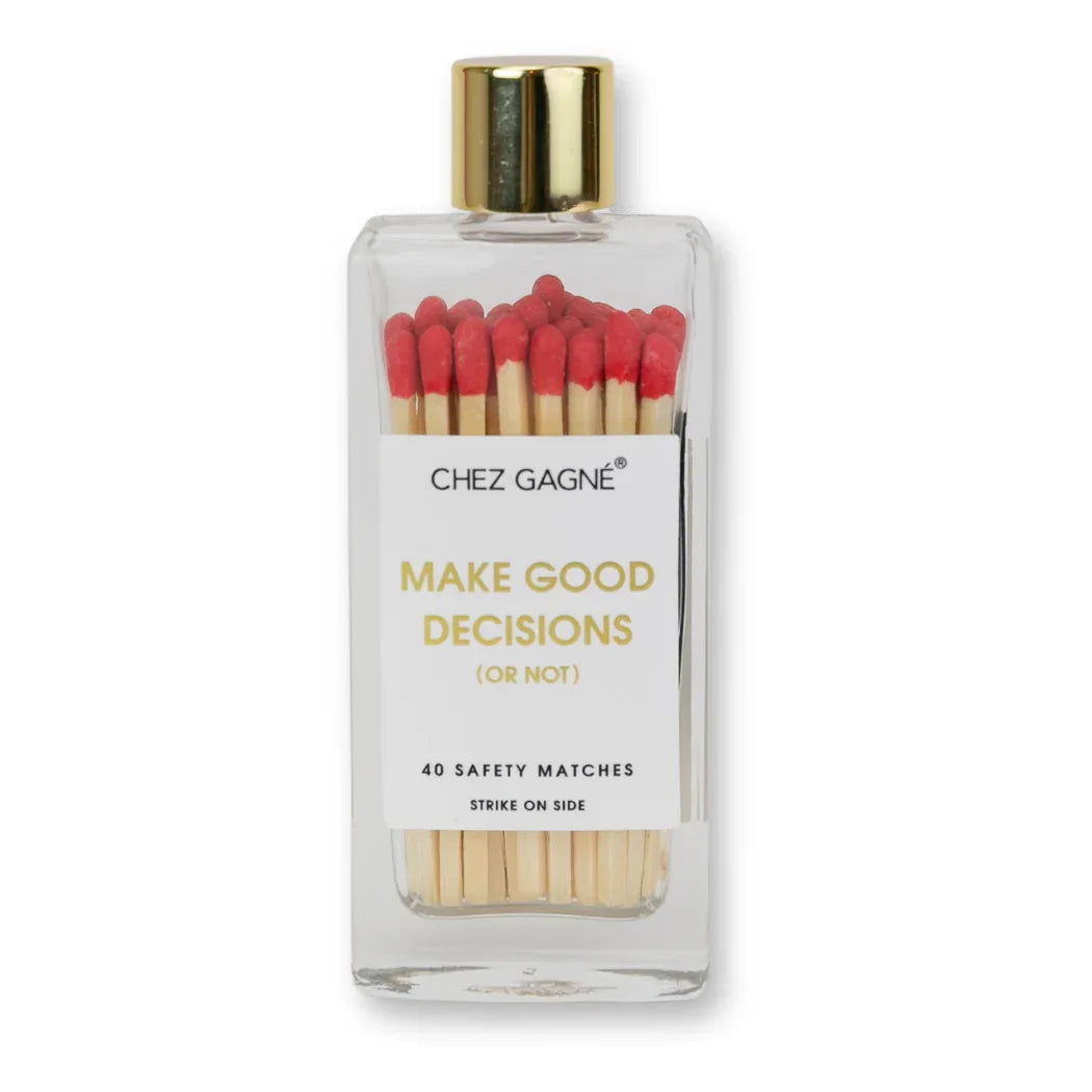 Make Good Decisions Or Not -Glass Bottle Safety Matches -Red Matchboxes & Lighters