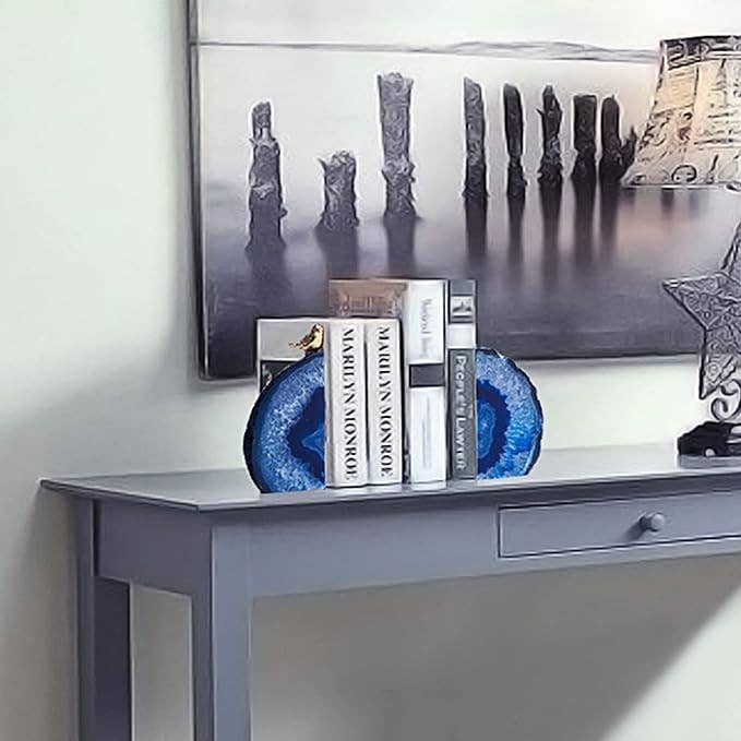 Blue Agate Bookends Set