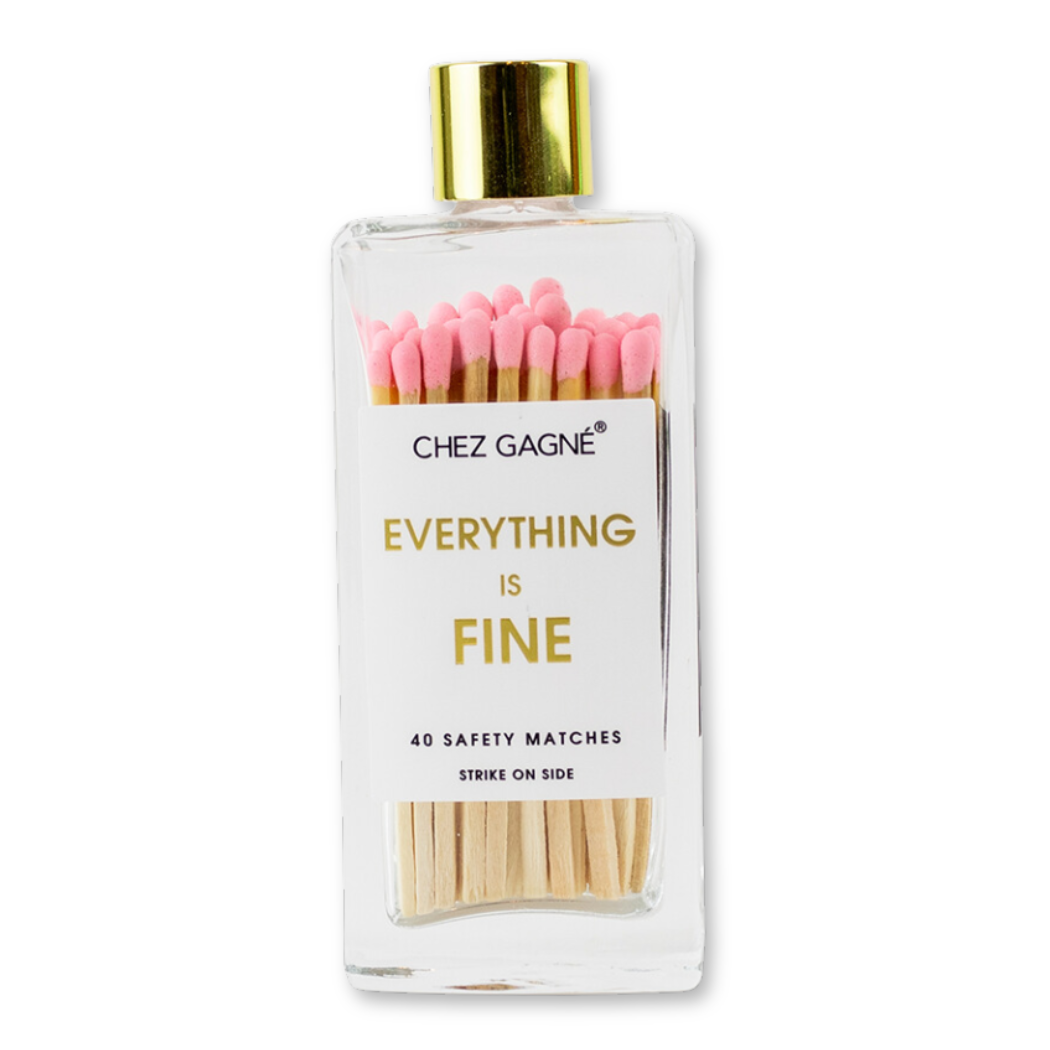 Everything is Fine - Glass Bottle Safety Matches - Pink Matchboxes & Lighters