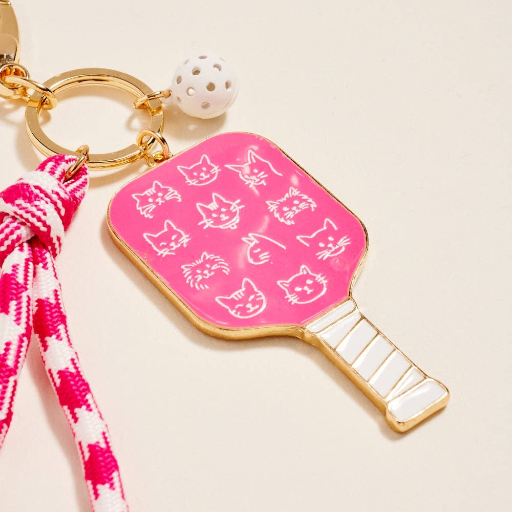 Pickleball Paddle & Ball Bag Charm Keychain