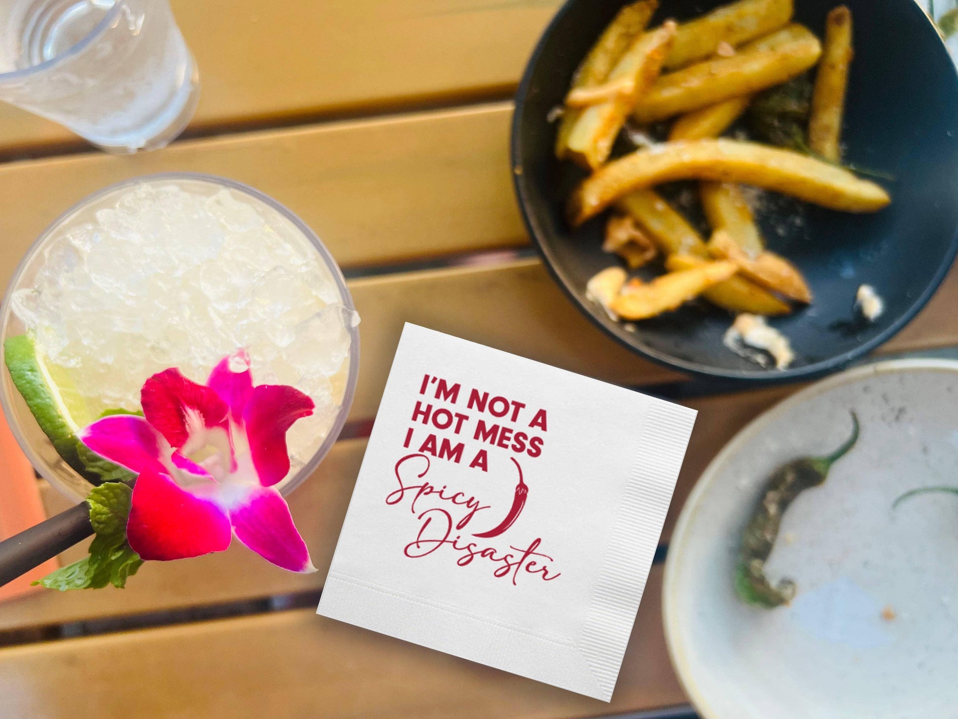 I'm Not A Hot Mess, I Am A Spicy Disaster Cocktail Paper Napkins Cocktail Napkins