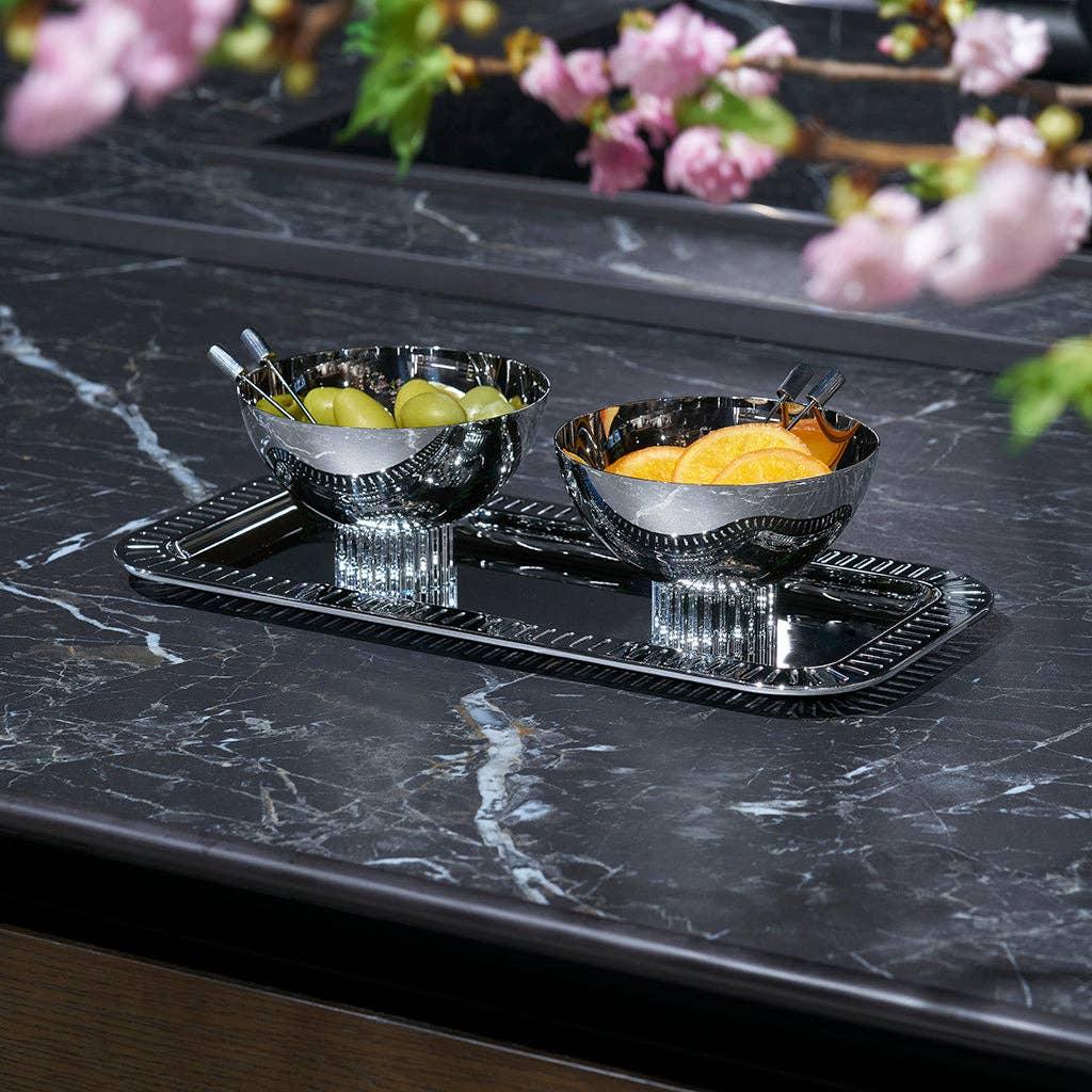 Striations Nut Bowl, Silver Serving Bowl
