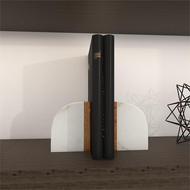 Marble & Wood Bookends