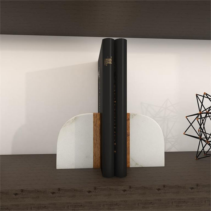 Marble & Wood Bookends
