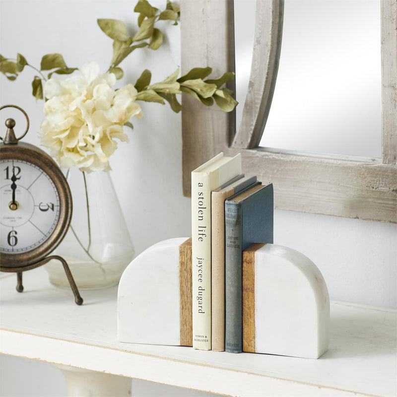 Marble & Wood Bookends