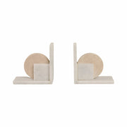 White/Tan Marble Geometric Bookends S/2