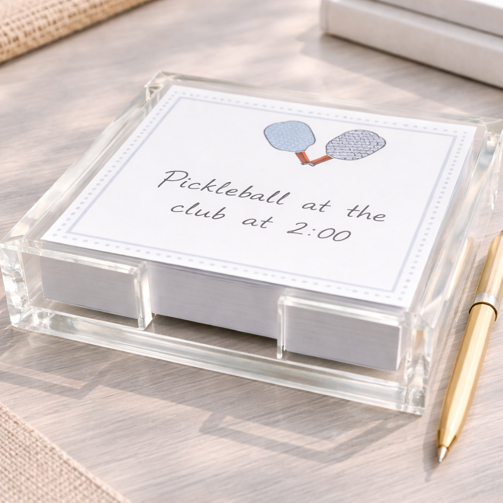 Notepad in Acrylic Holder, Pickleball
